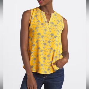Papermoon Yellow and Blue Asymmetrical Sleeveless Blouse